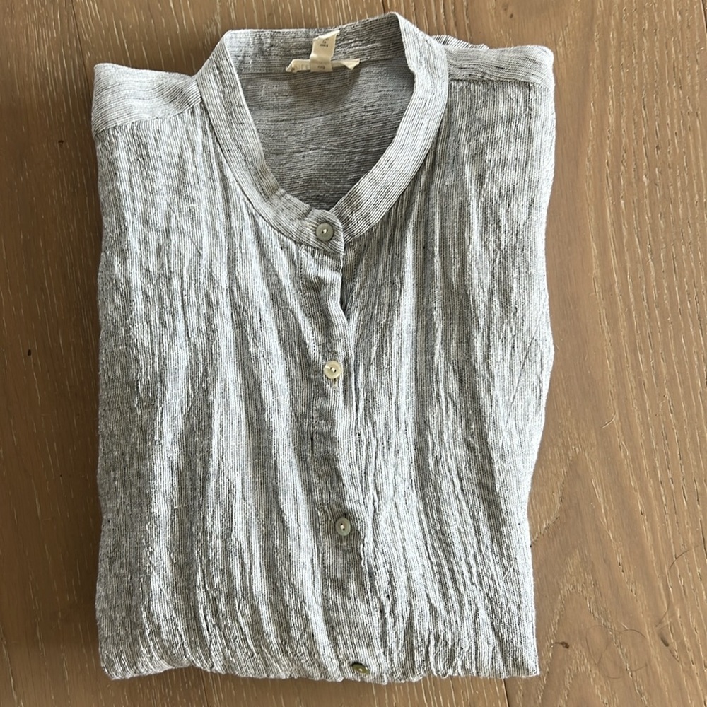 Eileen Fisher 100% Organic Linen Relaxed Button Down